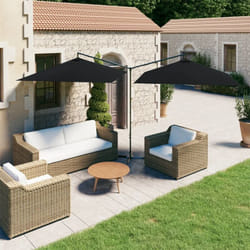 Hommoo - Furniture Limited - Ombrellone Doppio con Palo in Acciaio Nero