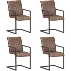 Furniture Limited - Sedie da Pranzo a Sbalzo 4 pz Marroni in Vera