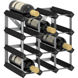 Hommoo - Furniture Limited - Portavini da 12 Bottiglie Nero in Legno