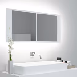 Aggiungete un tocco di bellezza al vostro bagno con questo armadietto con specchio con LED, che aggiunge uno stile contempora ...