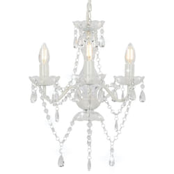 Hommoo - Furniture Limited - Lampadario con Perline Bianco Tondo 3 E14