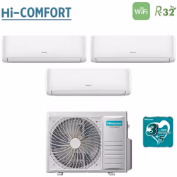 Climatizzatore Condizionatore Hisense Trial Split Inverter serie HI-COMFORT 7+12+12 con 3AMW72U4RJC R-32 Wi-Fi Integrato 7000+12000+12000